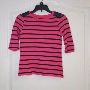 Total Girl Pink Faux Leather Shoulder Shirt